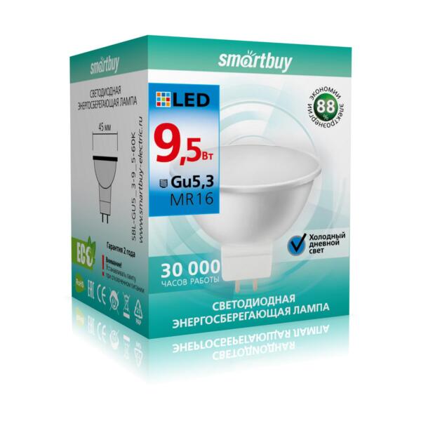 

лампа светодиодная smartbuy led sbl-gu5_3-9_5-60k gu5.3 капсульная 9.5вт 6000к