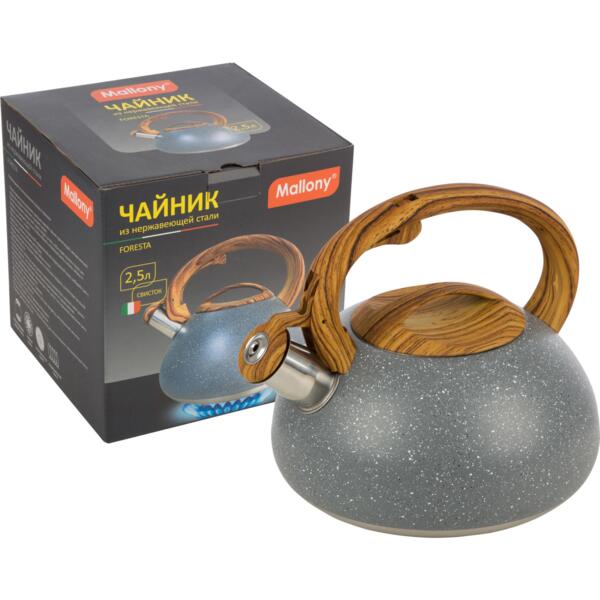 Фото Чайник 2,5л foresta нерж.сталь с ручкой под дерево 007192