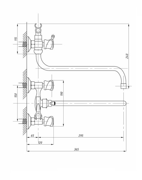 

смеситель для ванны с душем вентильный tsarsberg tsb-111-41