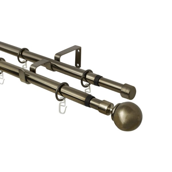 Фото Карниз телескоп эскар 16/19мм 160-320см двухрядный золото антик, наконечник классика 3332161948550