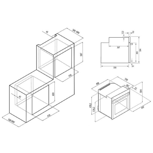 духовой шкаф газовый 45см белаый krona stretto 45 wh