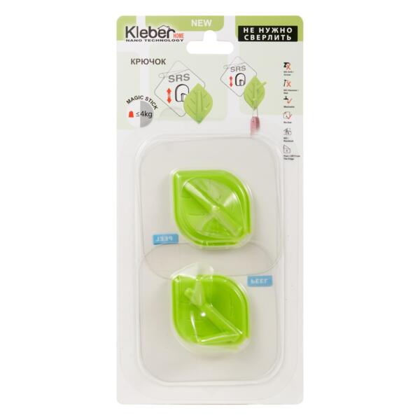 Фото Набор из 2 крючков, цвет зеленый  kleber home