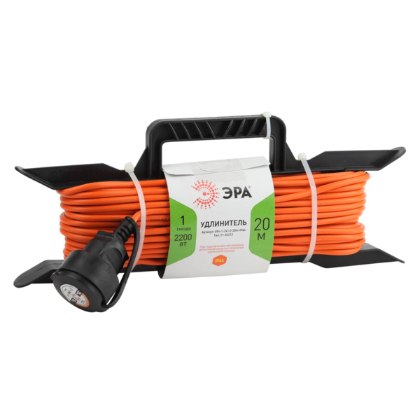 Фото Удлинитель силовой на рамке (20м, 1розетка, б/з, 10а, 2200вт) ip44 эра б0043040