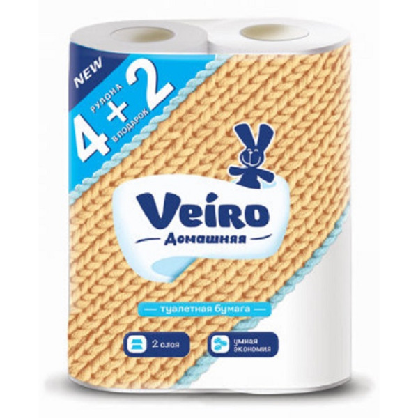 Бумага туалетная двухслойная домашняя 6шт вейро 1с26