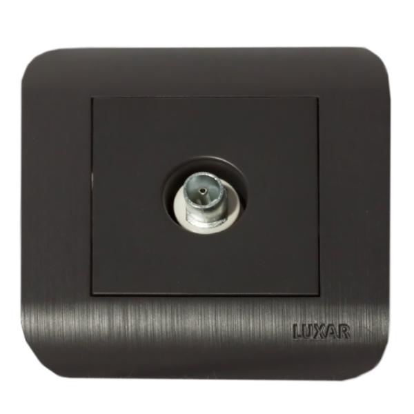 Фото Розетка tв оконечная венге с рифленой рамкой luxar deco