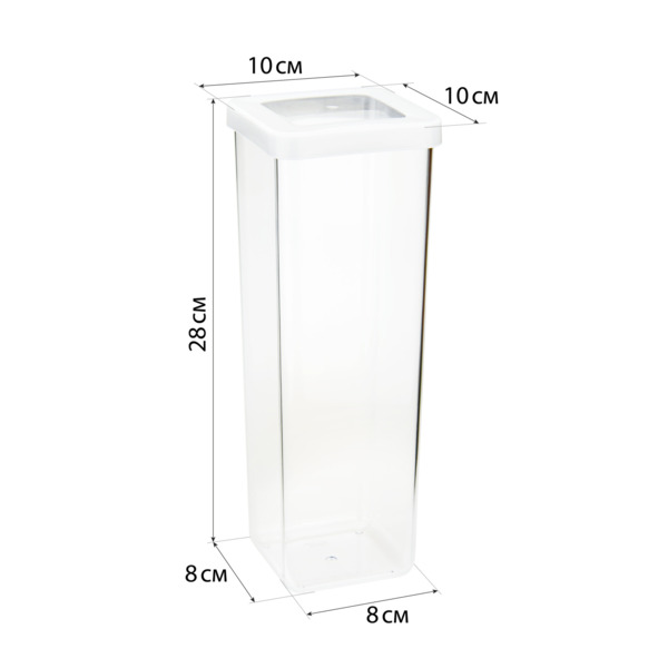 Фото Емкость для сыпучих продуктов 1,9л 10х10х28см степ idea м пластик 1294