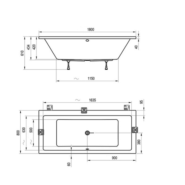 

ванна акриловая прямоугольная ravak 180х80 c881000000