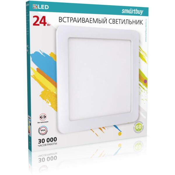 

светильник светодиодный smartbuy 24вт 220в 4000к 1920лм 300мм ip20 sbl-dlsq-24-4k