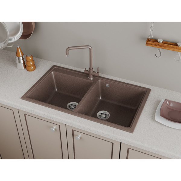 Фото Мойка кухонная мраморная greenstone 85x50 grs-85k-302 песочный