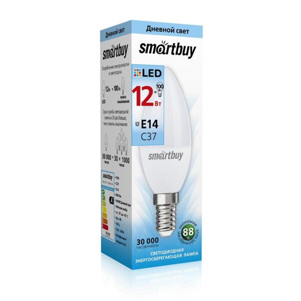 

лампа светодиодная smartbuy led sbl-c37-12-40k-e14 е14 свеча 12вт 4000к