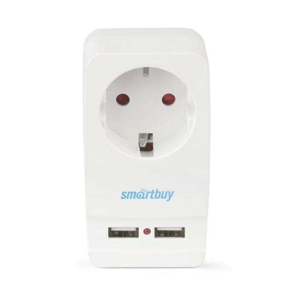 Фото Блок розеточный 1гнездо с заземл.16а + 2 usb разъема 2.1а (sbe-16-a05-usb) smartbuy