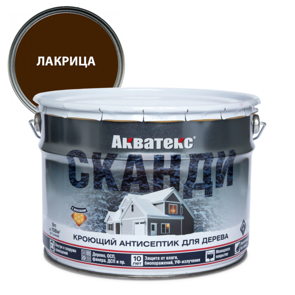 Фото Антисептик акватекс сканди для дерева лакрица 9л
