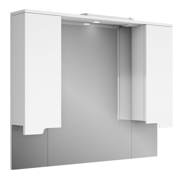 Фото Зеркало-шкаф для ванной комнаты uncoria брента 100 (610016) с подсветкой, белый
