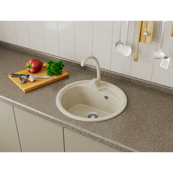 Фото Мойка кухонная мраморная greenstone 44,5x44,5 grs-04-302 песочный