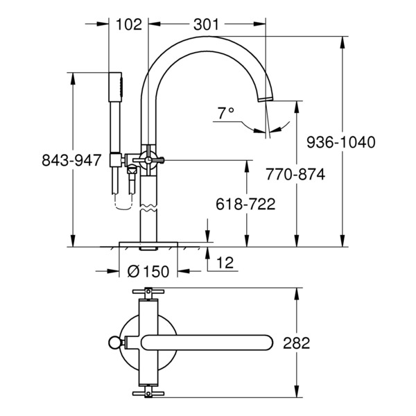 

смеситель для ванны вентильный grohe atrio 25044003