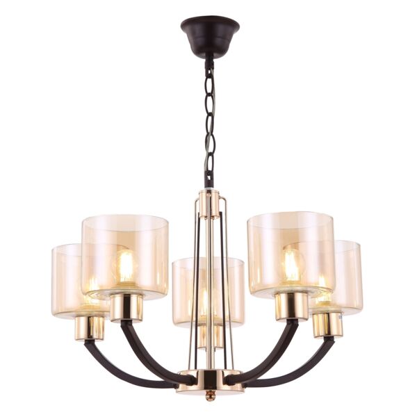 Фото Люстра подвесная freya teodora fr5003pl-05b е27 5x60вт ip 20 черный/хром