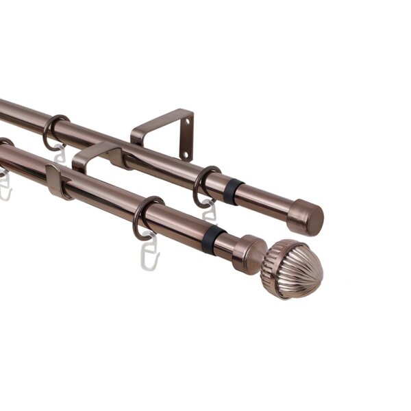 Фото Карниз телескоп эскар 16/19мм 160-320см двухрядный коньяк, наконечник орех 3332161949551