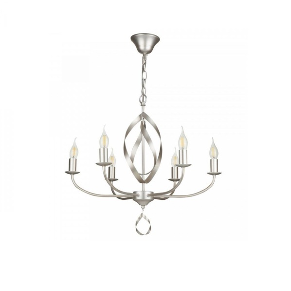 Фото Люстра подвесная freya sealy fr5027pl-06s е14 6x40вт ip 20 серебро/антик