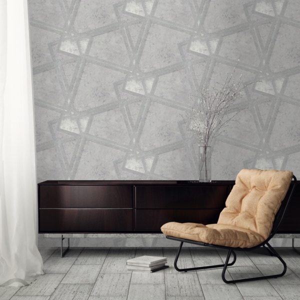 Фото Обои 7163-23 euro decor iron флизелин 1,06*10,05м геометрия серый