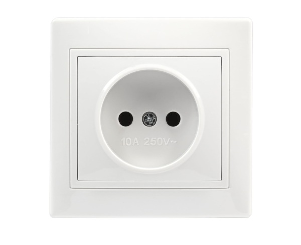 Фото Розетка штепсельная (белая, 1 пост, б/з, с рамкой) Smartbuy венера Sbe-01w-10-s1-n-c