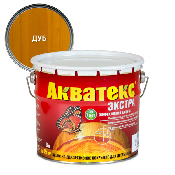 Фото Защитно-декоративное покрытие акватекс экстра дуб 3л