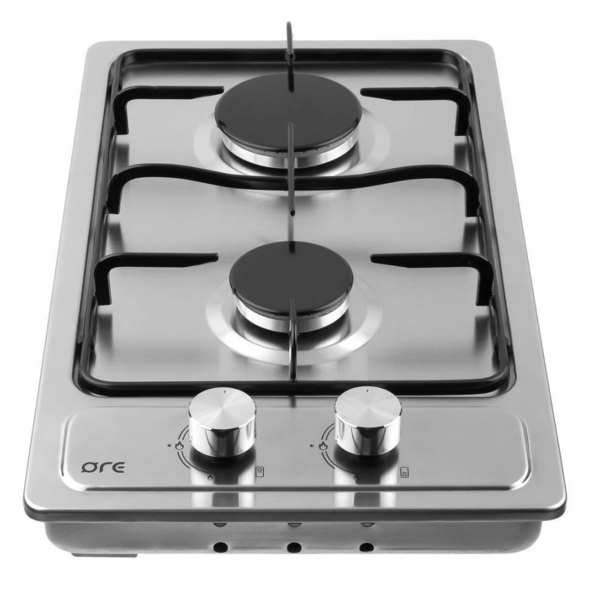 варочная поверхность встраиваемая газовая 2 конфорки серая ore lga30