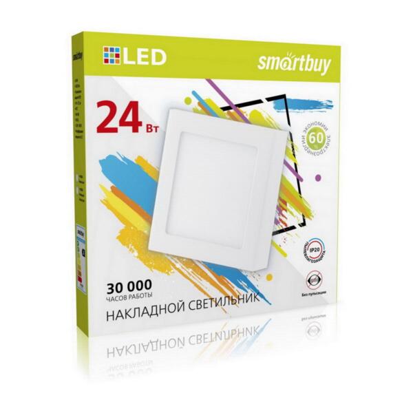 

светильник светодиодный smartbuy 24вт 220в 6500к 1919лм 280мм ip20 sbl-sqsdl-24-65k