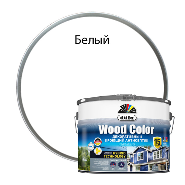 Фото Антисептик Dufa Wood сolor кроющий белый база а 9л