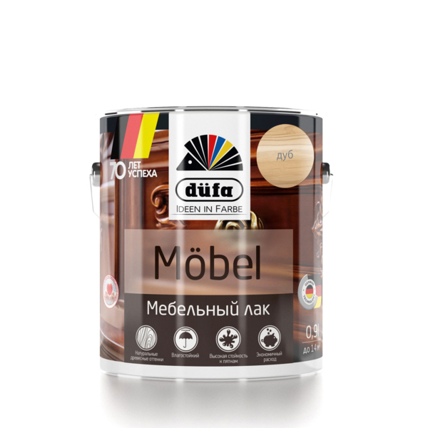 Лак dufa mobel мебельный дуб 0,9л