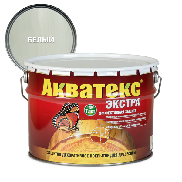Фото Защитно-декоративное покрытие акватекс экстра белое 10л
