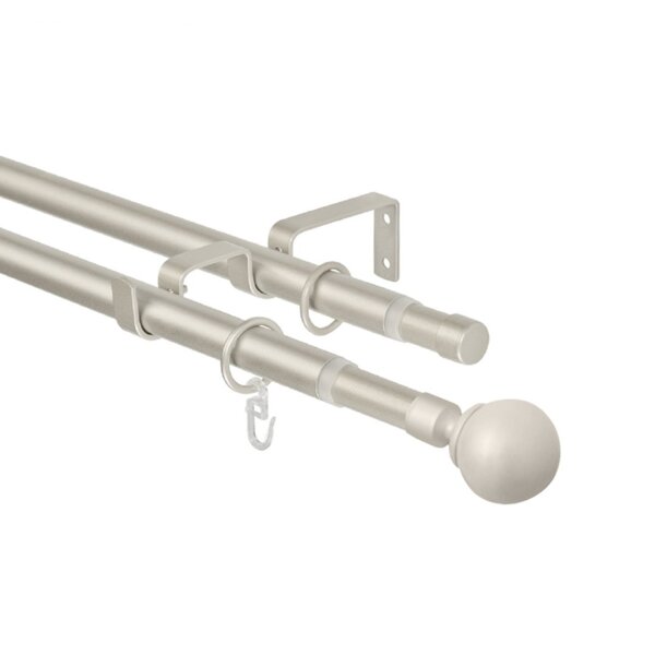 Фото Карниз телескоп эскар 16/19мм 160-320см двухрядный матовый никель наконечник классика 3332161947550