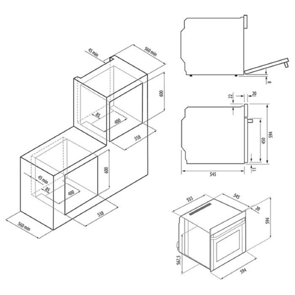духовой шкаф электрический 60см черный серый krona noce 60 ix