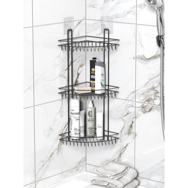 Фото Полка для ванной комнаты masto fora тройная черная for-dim152b