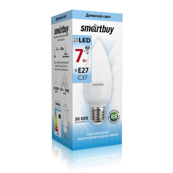 

лампа светодиодная smartbuy led sbl-c37-07-40k-e27 е27 свеча 7вт 4000к