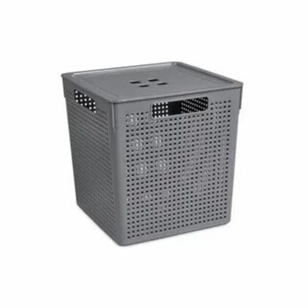 Фото Коробка для хранения квадратная с крышкой 23л лофт violet серый пластик 6923118