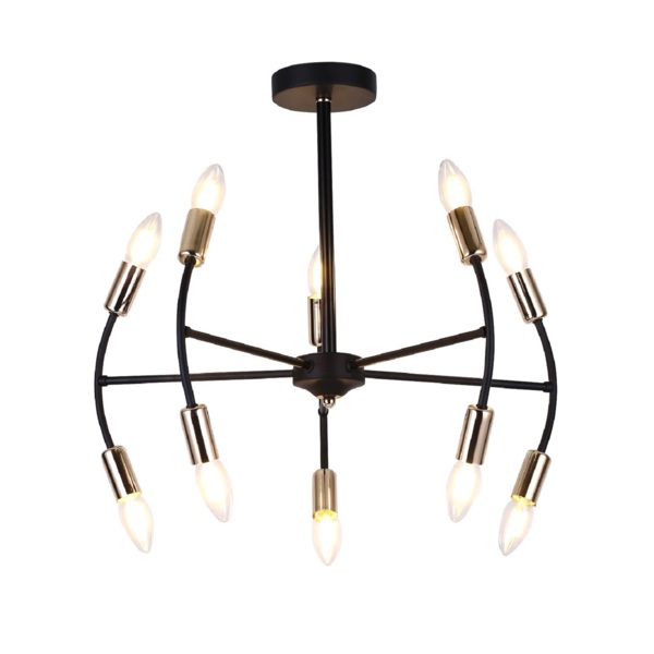 Фото Люстра на штанге freya fr5087pl-10b е14 10x40вт ip20 черный