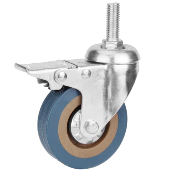 Фото Опора аппаратная поворотная, со стопором, на шпильке d-75 мм. серая резина, подшипник