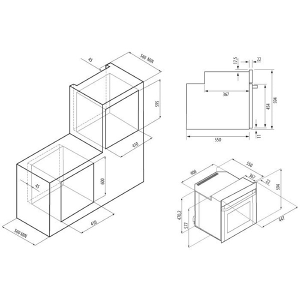 духовой шкаф электрический 45см белый krona sonata 45 wh
