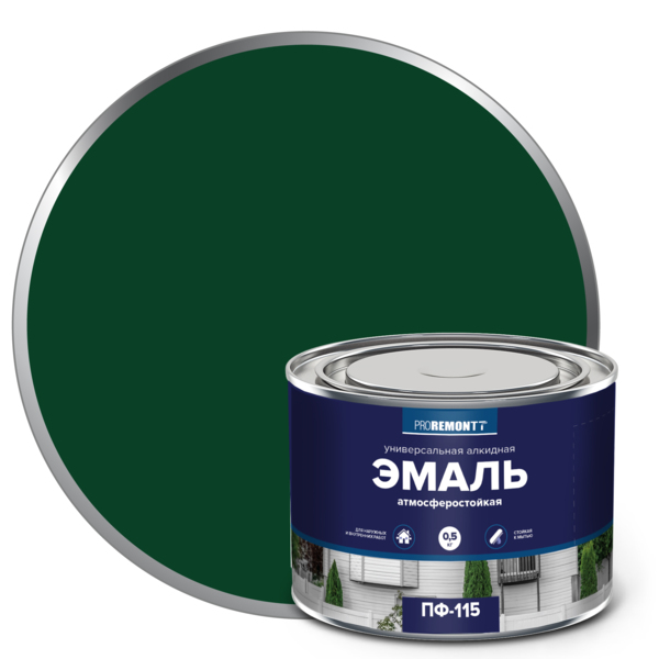 Фото Эмаль пф-115 proremontt зеленый 0,5кг