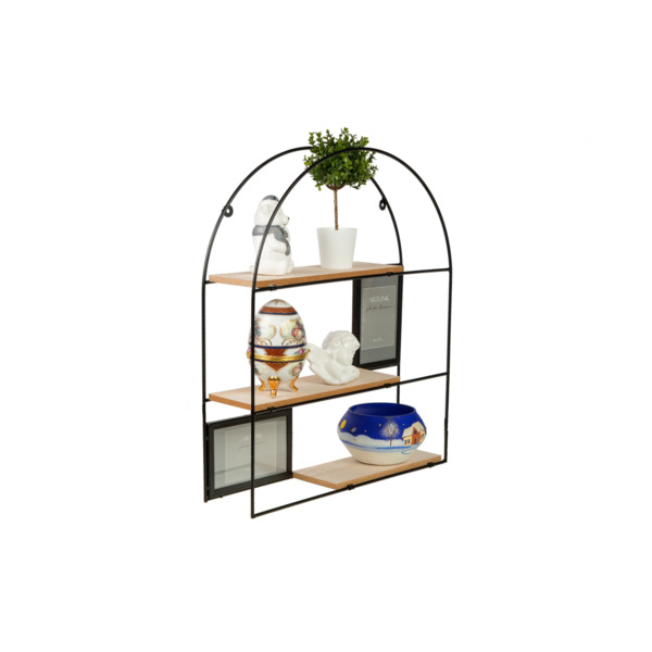 Фото Декор настенный полочка с фоторамкой металл черный 00982