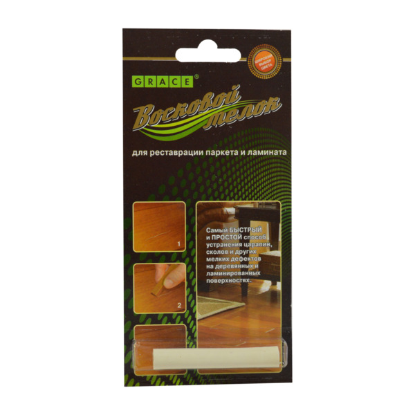 Фото Восковый мелок grace для ремонта сколов на ламинате и паркете, белый