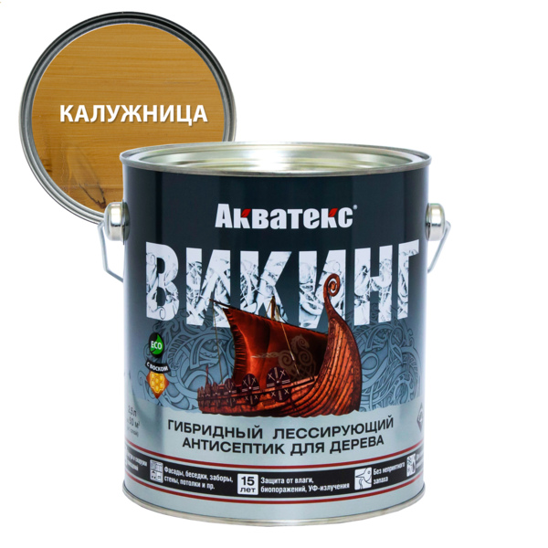 Фото Антисептик акватекс викинг для дерева калужница 2,5л