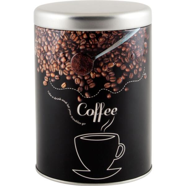 Фото Банка с крышкой 0,9л кофе mallony круглая металлическая 008616