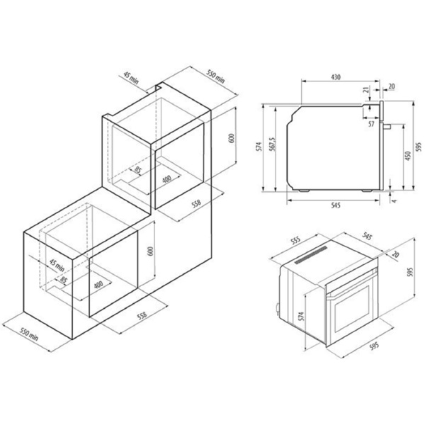 духовой шкаф электрический 60см черный krona onore 60 bl