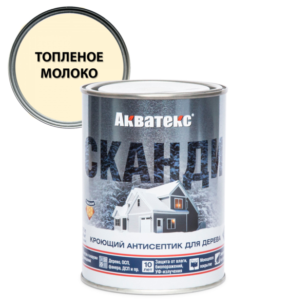 Фото Антисептик акватекс сканди для дерева топлёное молоко0,75л