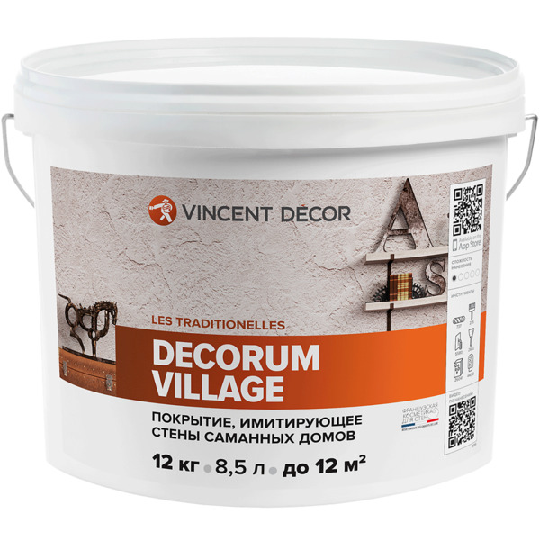 Покрытие vincent decorum village декоративное структурное 12кг