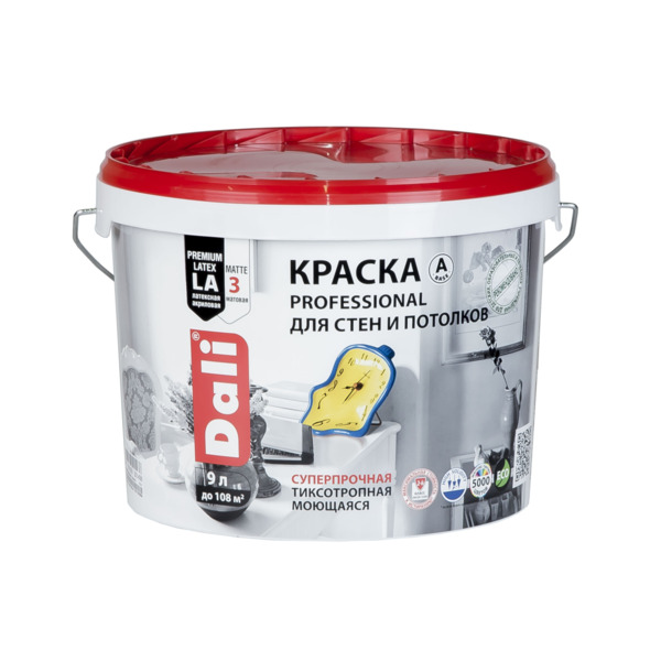 Фото Краска dali professional для стен и потолков белая база а 2,5л