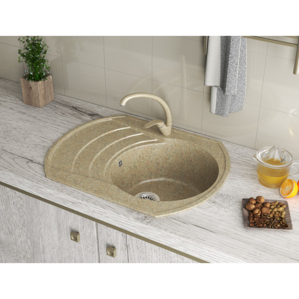 Фото Мойка кухонная мраморная greenstone 64x49 grs-65-310 серый