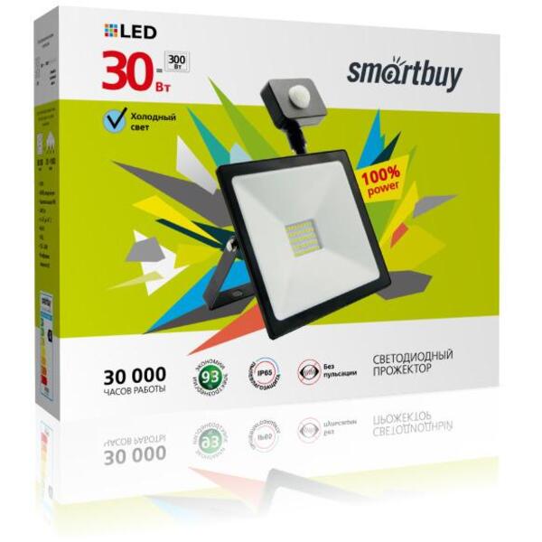 Фото Прожектор sensor smartbuy led sbl-flsen-30-65k 30вт 6500к