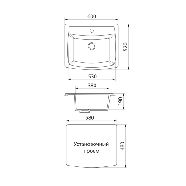 Фото Мойка кухонная мраморная greenstone 60x51 grs-03-307 терракот